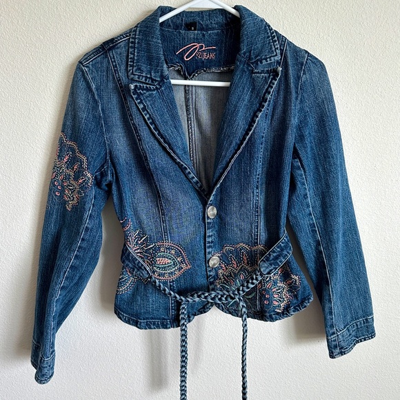 PZI Jeans vintage y2k denim embroidered jacket - Picture 1 of 5